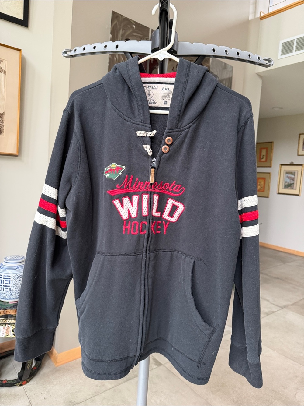 CCM Black Minnesota Wild Hockey Jacket with Hood - Women’s 2XL